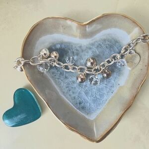 Chico's Silver and White Nature-Inspired Bracelet